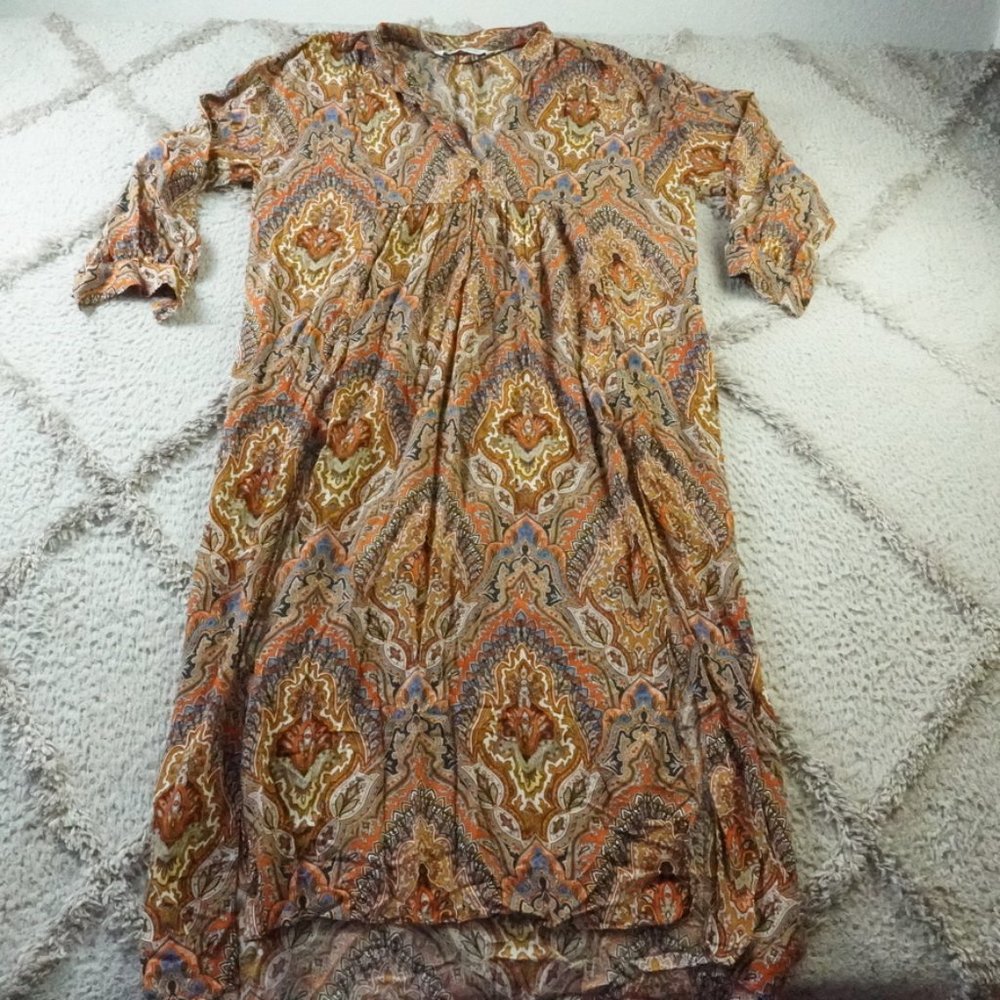 Zara Maxi Dress in Rust, Mustard & Cream Paisley Print